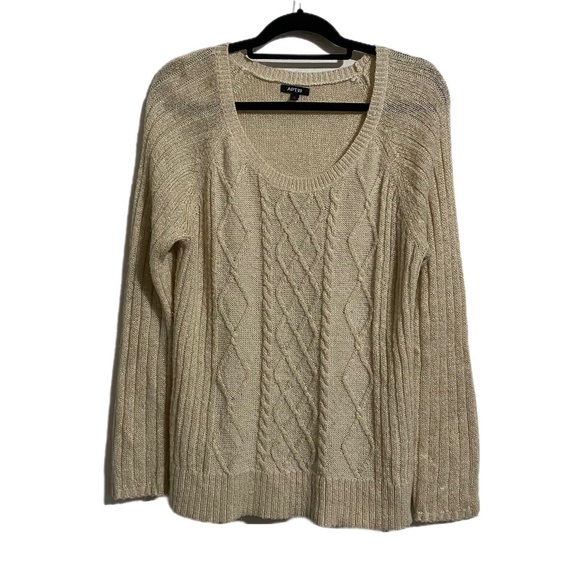 Apt 9 Women's Pullover Sweater Cable Knit Metallic Brown Size L - Picture 1 of 4